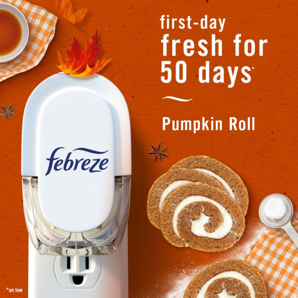 Febreze Plug In Air Freshener, Odor-Fighting Scented Oil Refill, Air Fresheners for Home and Bathroom and Kitchen, Long Lasting for Strong Odors