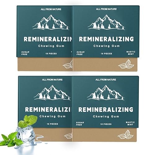 Remineralizing Chewing Gum - 2026 Sugar-Free Gum with Xylitol & Hydroxyapatite - Aspartame-Free, Sucralose-Free, Eco-Friendly - Fresh Mint - 4 Pack
