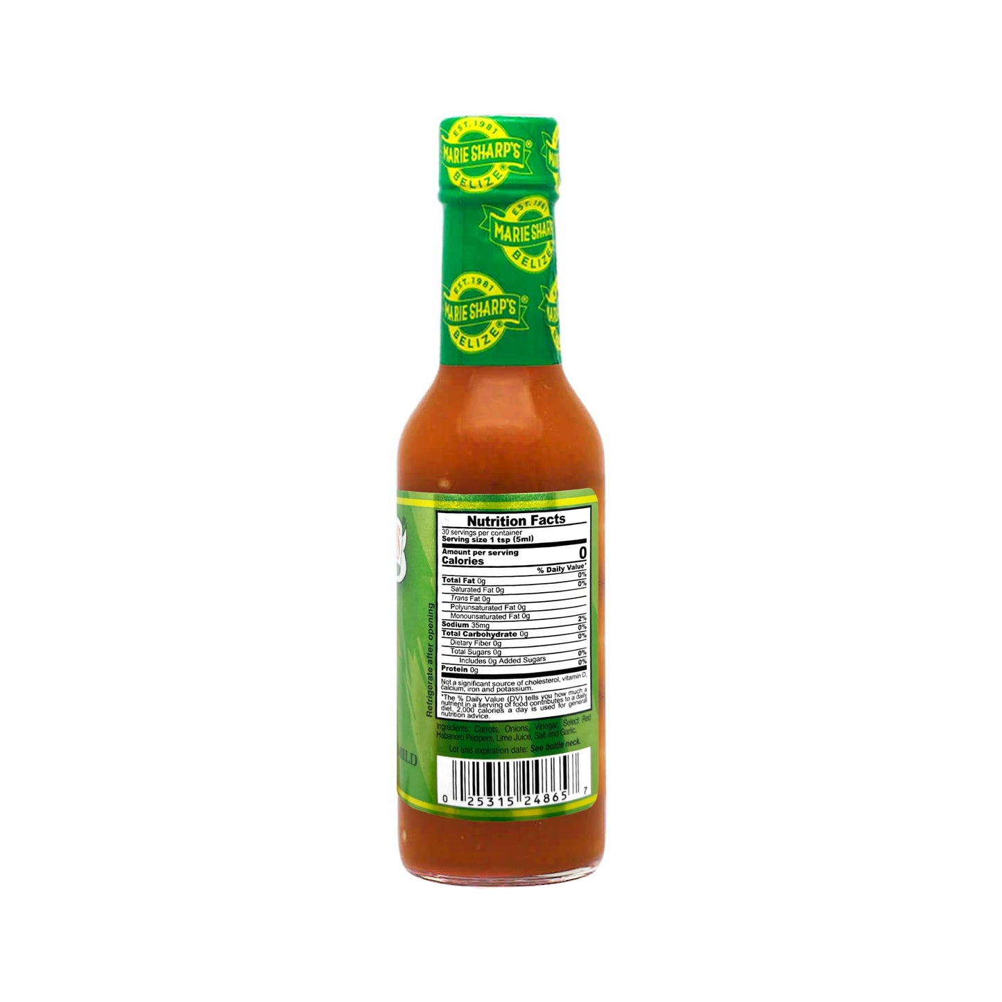 Marie Sharp’s Mild Habanero Pepper Sauce, 5 oz - Belizean Hot Sauce with a Gentle Kick - All-Natural(Pack of 2)