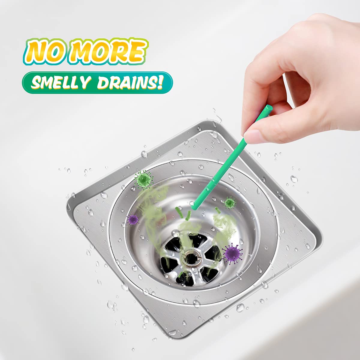 Bio-Flow Drain Strips - 48 Strips | Drain Cleaner & Odor Remover Drain Sticks
