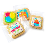 Happy Birthday Cookies 4 PACK Gift Basket for Kids Men Women | Decorated Sugar Cookie Gift Box | Individually Wrapped Party Favors Nut Free (Birthday
