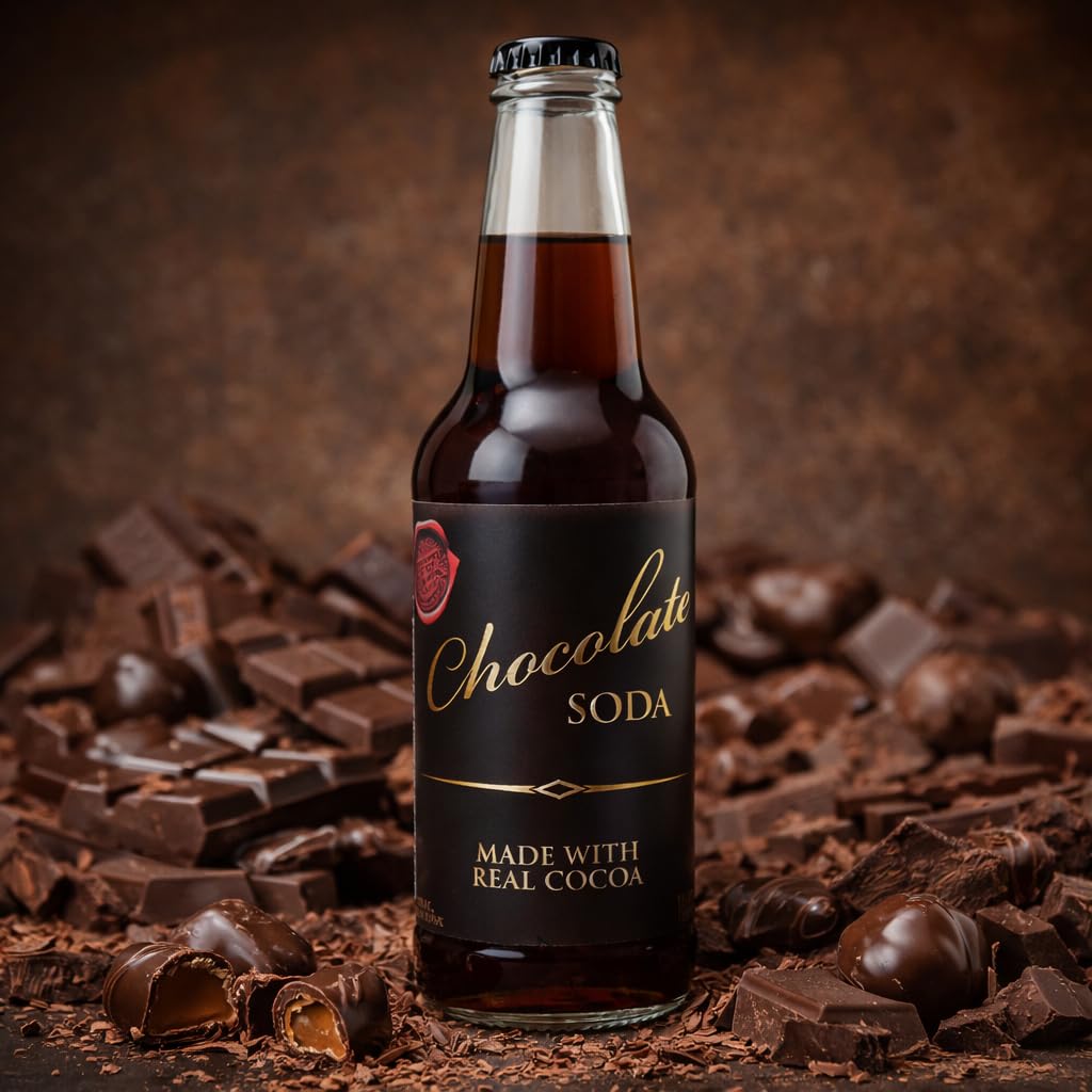 Rocket Fizz Chocolate Soda Flavor | Cane Sugar | Craft Soda Pop Drinks | 12 oz in Glass Bottle (Single Bottle)