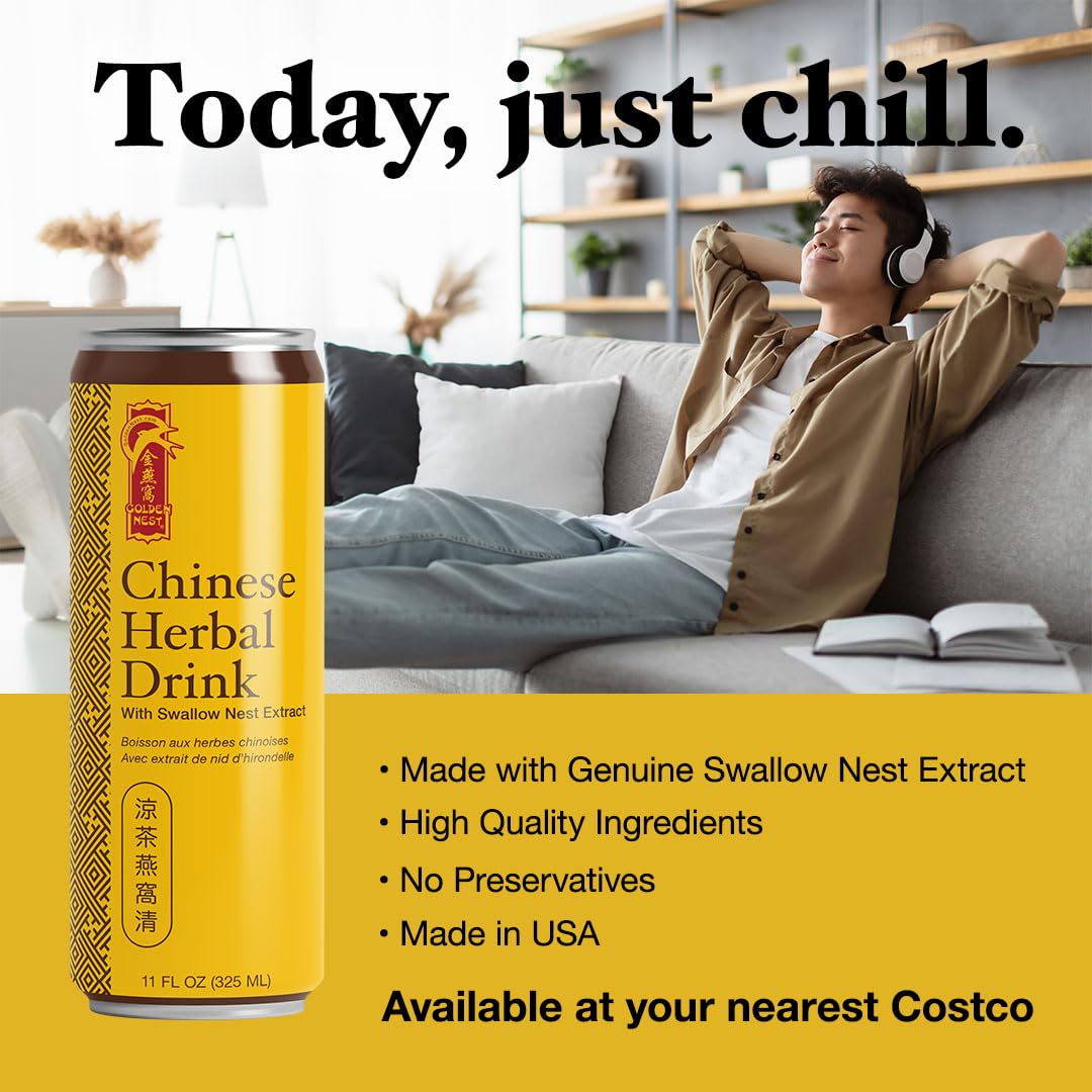 Golden Nest Chinese Herbal Drink with Swallow Nest Extract | Ready to Drink Traditional Asian Recipe Herbal Tea | All Natural No Preservatives | Liang