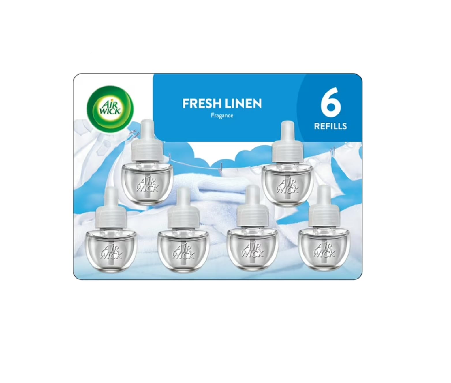 Air Wick Plug-In Scented Oil Refills, 6 Count, Fresh Linen, Air Freshener, Essential Oils