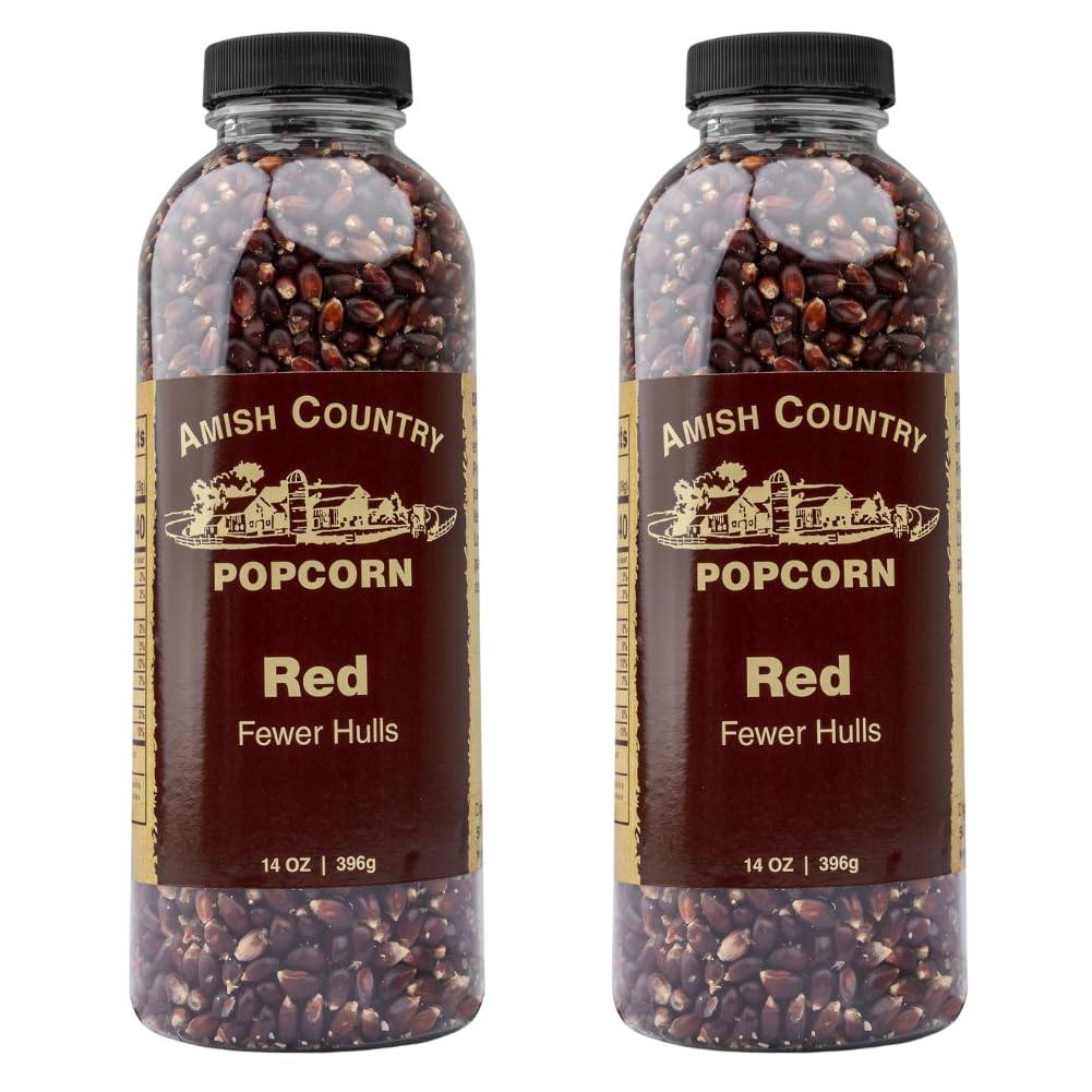 Amish Country Popcorn | 2-14 oz Bottles | Red Popcorn Kernels | Old Fashioned, Non-GMO and Gluten Free (2-14 oz Bottles)