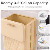 Giznity Magnetic Lint Bin for Laundry Room, Extra Large Foldable Lint Trash Can with Lid and Dryer Lint Brush, Wall Mounted Laundry Room Organization