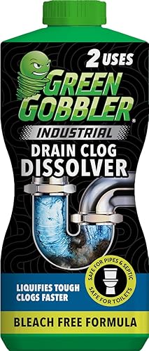 Green Gobbler Industrial Strength Grease and Hair Drain Clog Remover | Drain Cleaner Gel | Safe for Pipes, Toilets, Sinks, Tubs, Drains & Septic