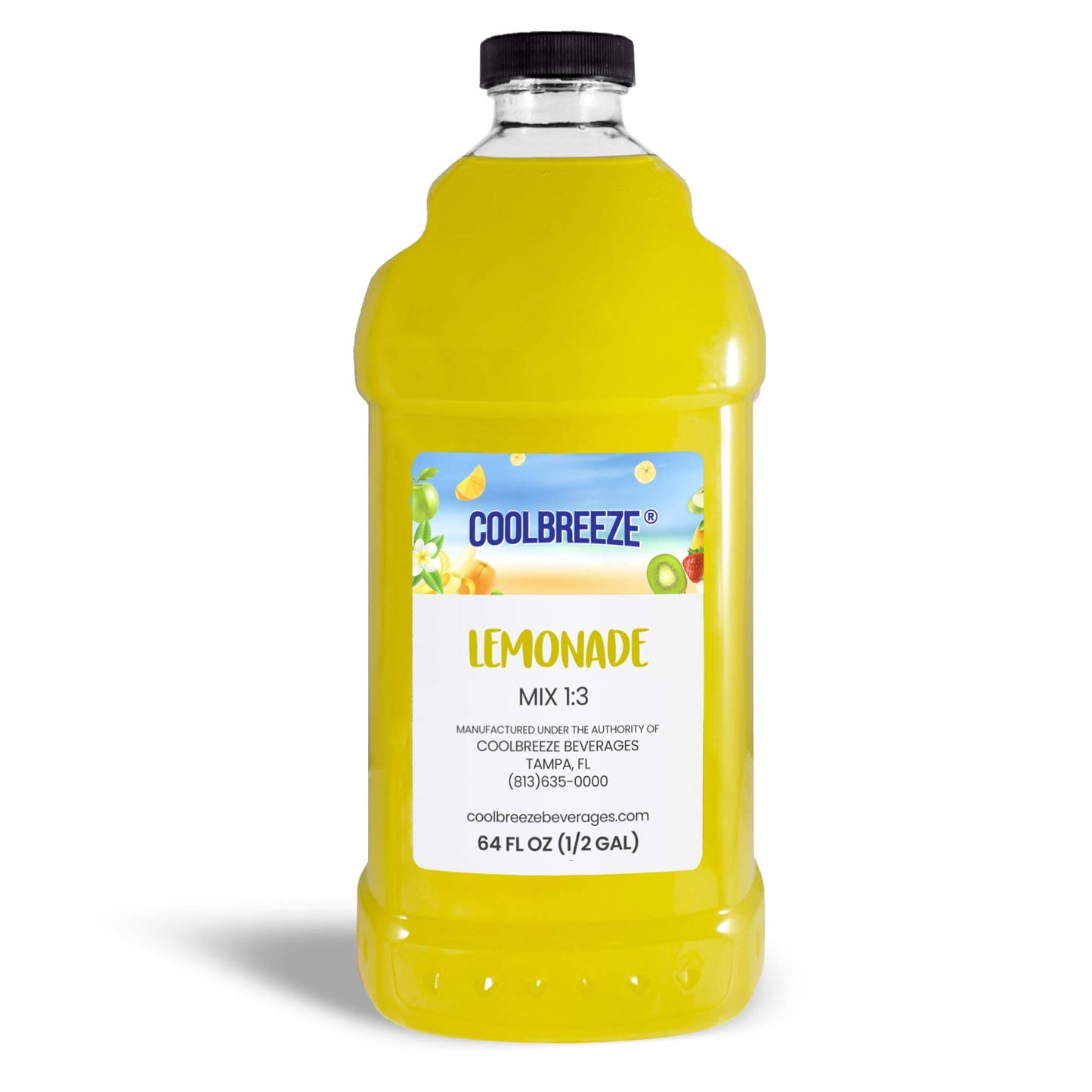 Coolbreeze® Beverages Ready to Use Premium Frozen Slush Drink Mix - Lemonade - One Case (Six 1/2 Gal Bottles)