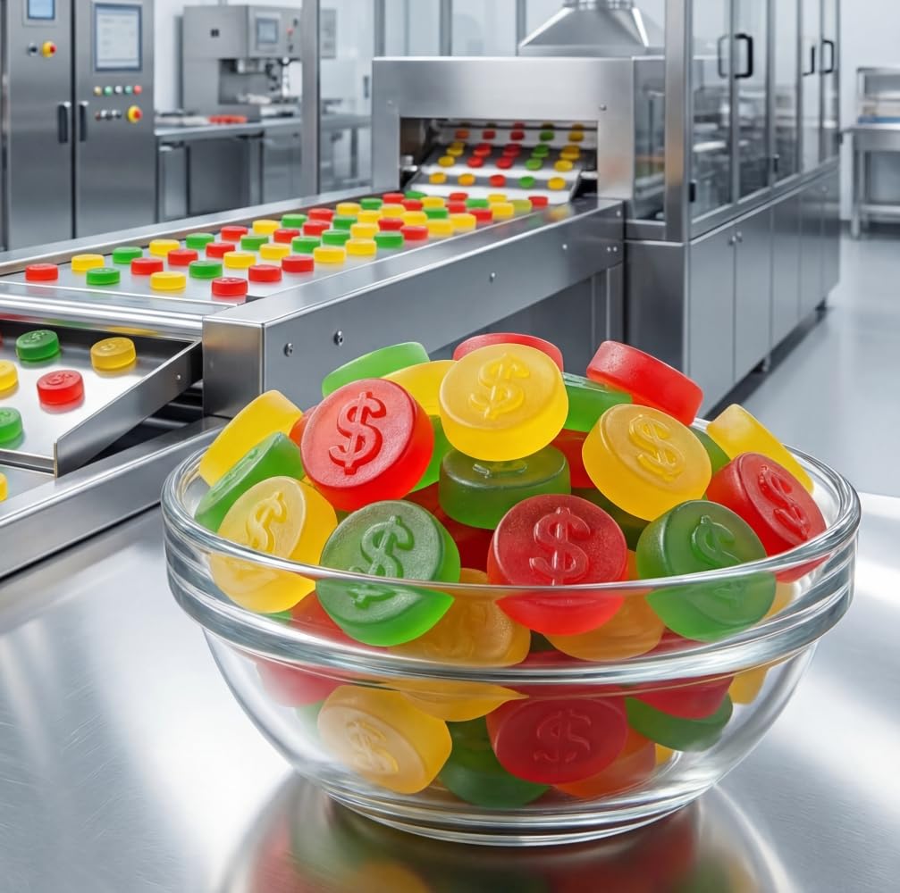 Assorted JuJu Gummy Coins - 2 lb Bulk Bag - Cherry, Orange, Lemon & Lime - Soft & Chewy Dollar?Stamped Candy - Retro JuJu Treats for Parties, Candy
