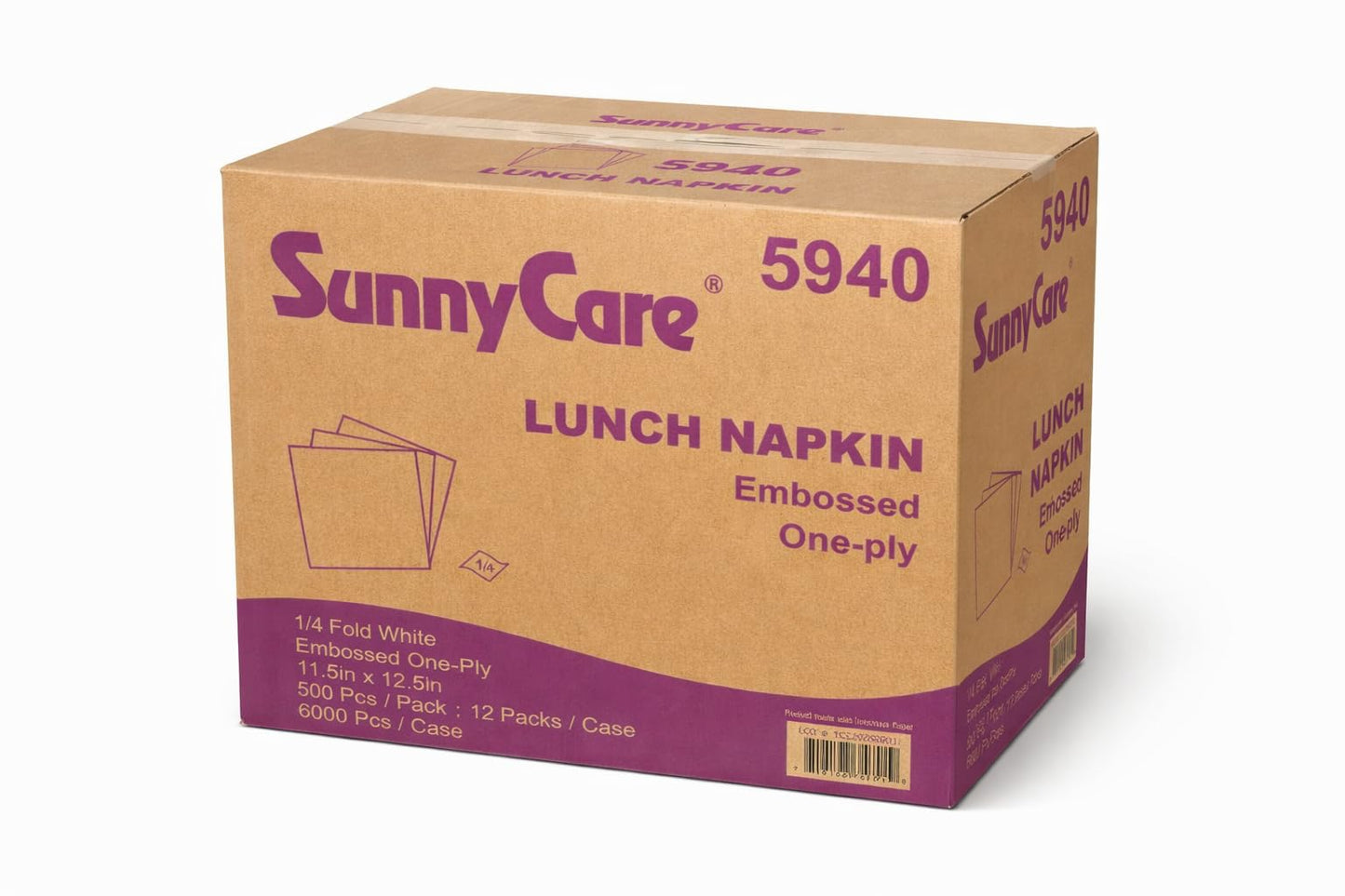 Sunnycare #5940 Premium Luncheon Napkin Embossed One-ply 1/4 Fold 11.5"x12.5" ;250sheets/pack;24packs/case;6000/case