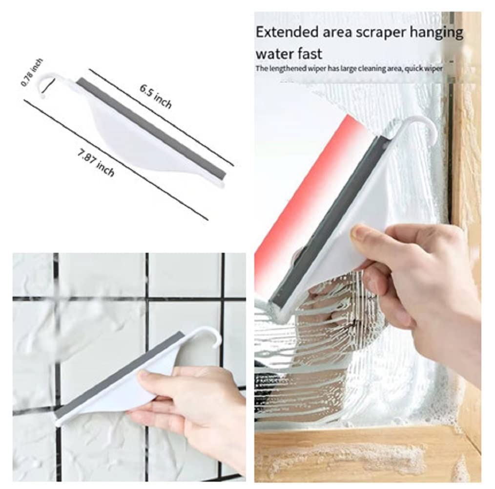 2Pcs Mini Squeegee with Hanging Hook, Bathroom Shower Mirror Squeegee for Tiles, Silicone Small Kitchen Countertop Sink Wiper Scrape Cleaner Tool