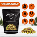 Presto Sales Pistachios Shelled Whole Roasted Salted 16 oz. | Healthy, Natural, Vegan, Non-GMO | Resealable 1 lb. Bag by Presto Sales LLC