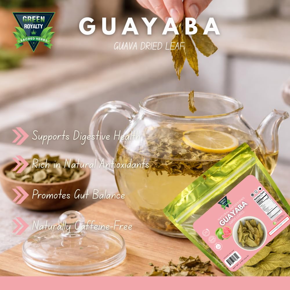 Guayaba (Guava Leaves) Loose Leaf Tea - Dried Guava Leaf Herbal Infusion, Caffeine Free, Sugar Free, 4 oz Resealable Bag