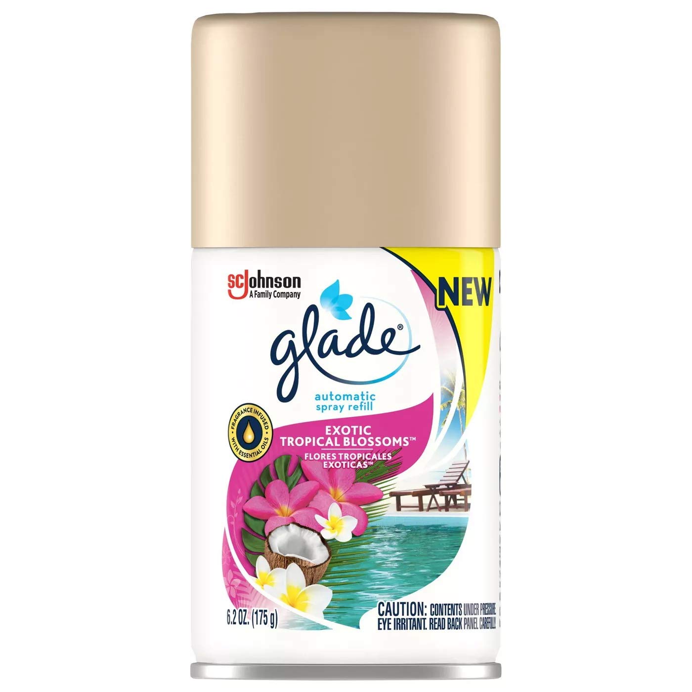 Glade Automatic Spray Air Freshener Refill | Exotic Tropical Blossoms Scent | Limited Edition - 6.2 Ounce Each (Pack of 3)