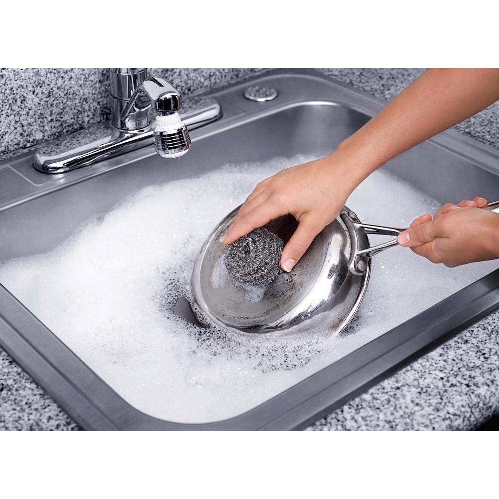 Fuller Brush Stainless Steel Scrubbing Sponges - 1-Pack (1 Set of 3 = 3 Pieces) - Heavy Duty Kitchen Scour Sponges for Dishes, Pots & Pans