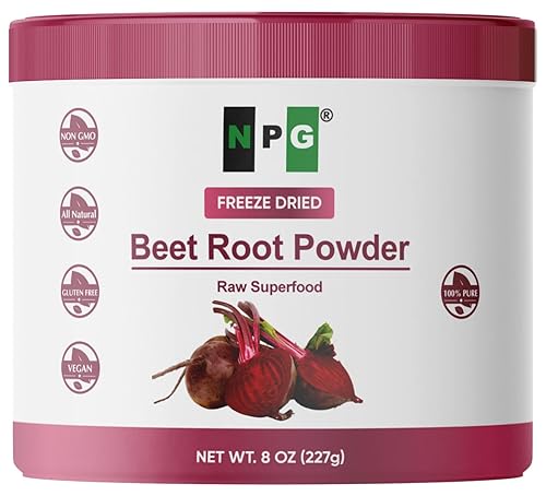 NPG Beet Root Powder 8 Oz, 100% Pure Raw Red Beetroot Superfood for Baking, Juices Drink, Smoothies, Vegan, Non-GMO, No Added Sugar, No Preservatives
