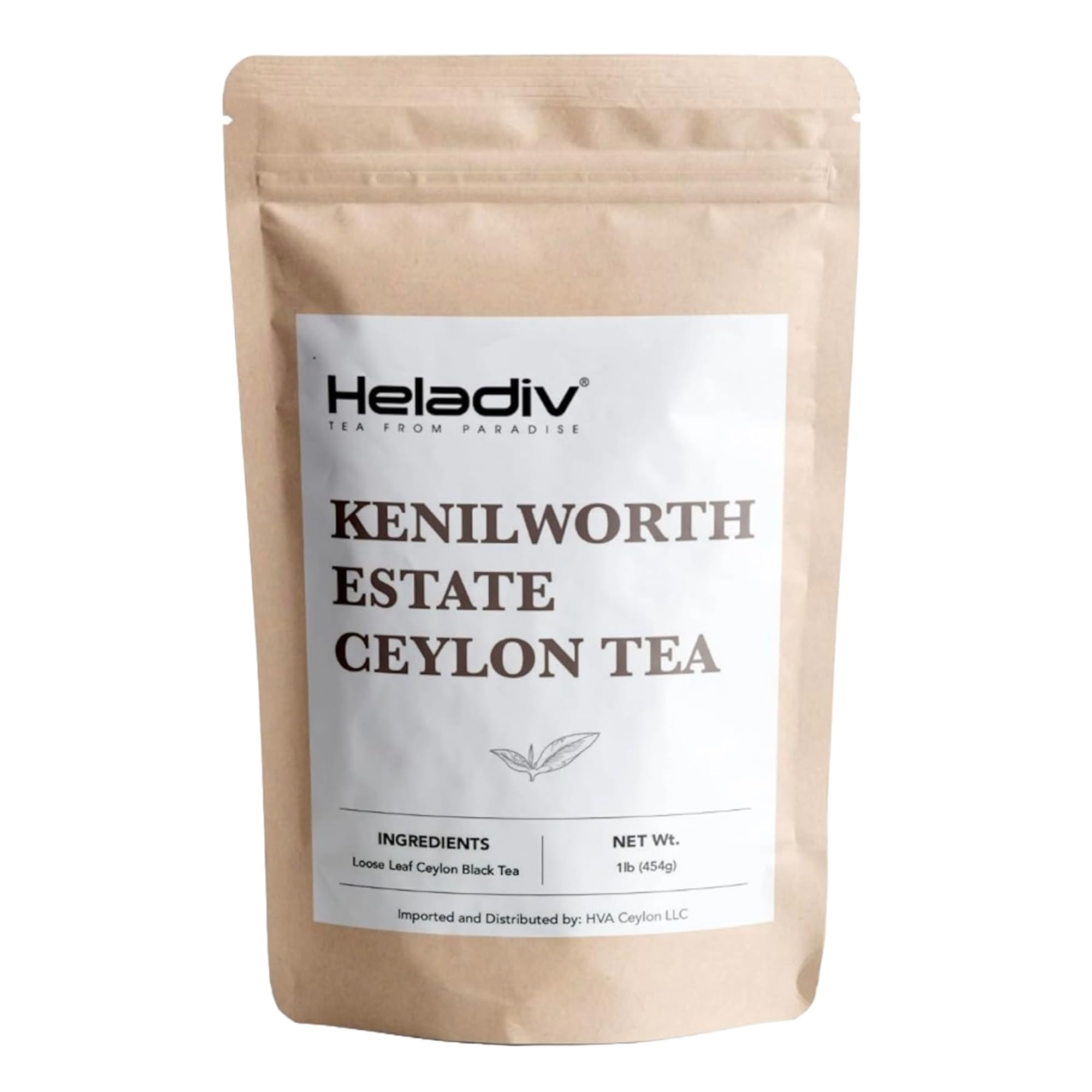 HELADIV Kenilworth Estate Ceylon Loose Leaf Black Tea, 1lb Bag, Aromatic & Full-Bodied, Smooth & Satisfying Brew, Ethically Sourced from Sri Lanka