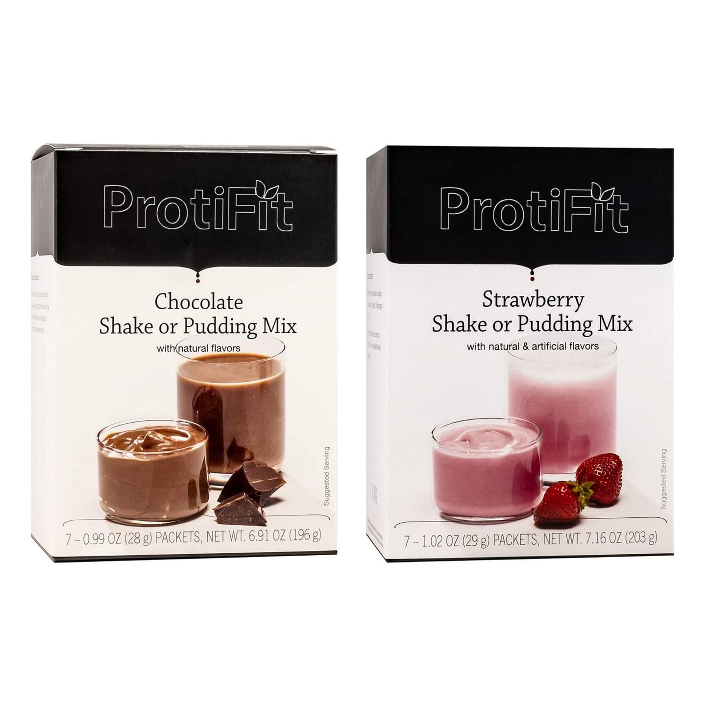 PROTIFIT - High Protein Chocolate & Strawberry Pudding & Shake Mix 2 Pack, 15g Protein, Low Calorie, Low Fat, Low Carb, Aspartame Free, Idea Protein