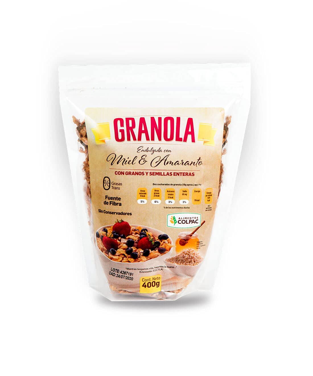 Alimentos Colpac - Honey-Amaranth Granola 400g