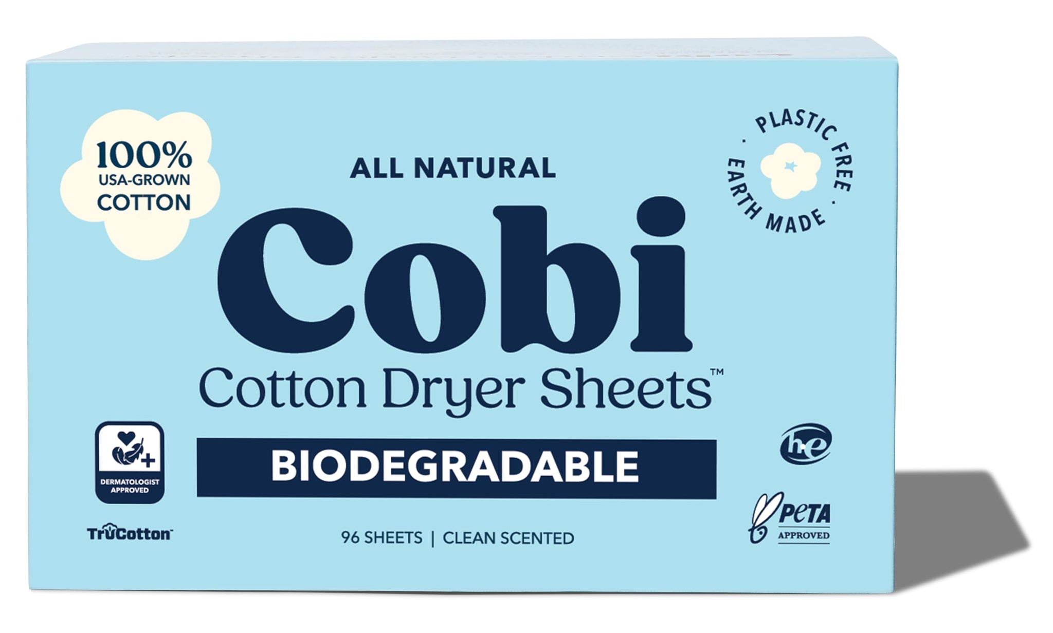 Cobi Biodegradable Non-Toxic Dryer Sheets - Naturally Scented Cotton Dryer Sheets - Eco-Friendly, Plant-Based, Plastic-Free (96, Scented)