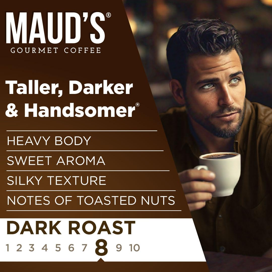Maud's Organic Dark Roast Coffee Pods, 50 ct, Fair Trade & Single Origin Single Serve Pods - 100% Arabica Coffee, Compatible with Keurig K Cups Maker
