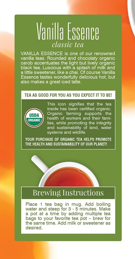 Davidson's Organics, Vanilla Essence, 25-count Tea Bags, Pack of 6
