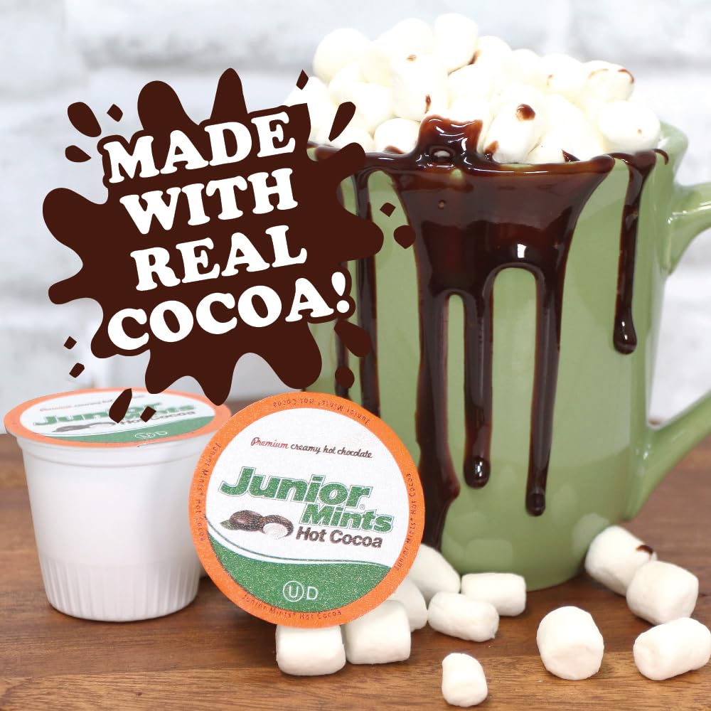 Junior Mints Hot Chocolate Pods, Mint Chocolate Flavor, Compatible with Keurig K-Cup Brewers, 40 Count - Chocolatey Peppermint Cocoa