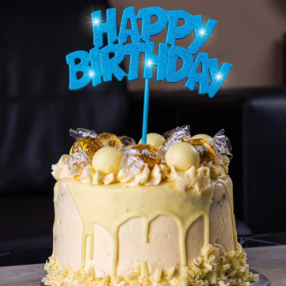 Blue Happy Birthday LED Flashing Pick - 10.25", 1 Piece - Perfect for Birthday Celebrations