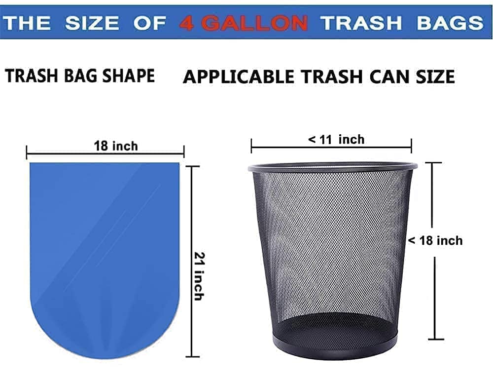ENK 4 Gallon 150 Count Medium-Light Duty Trash Bags, Star Sealed Bottom, 18 x 21 Inches, Unscented, Premium PE Material, Can Fit Small Trash Bins