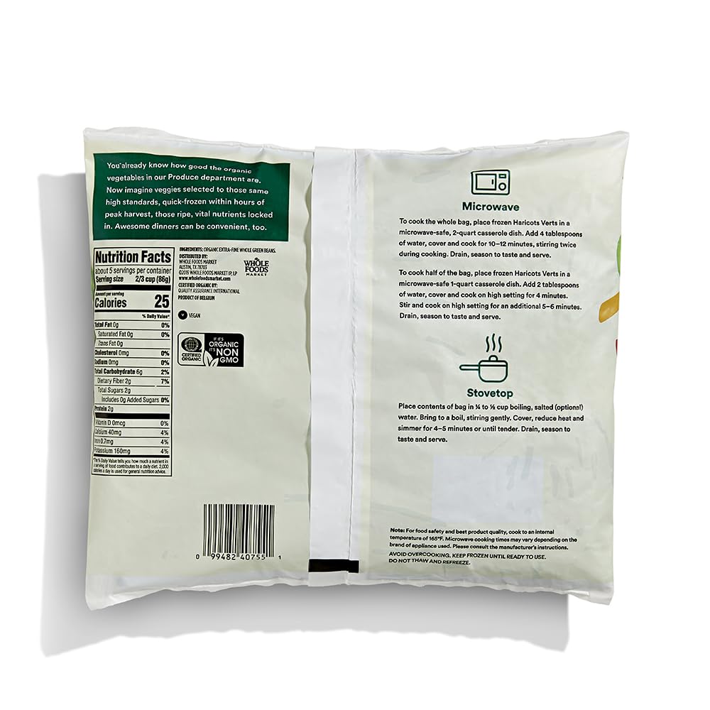 365 by Whole Foods Market, Organic Haricots Verts, 16 Ounce, (Frozen)