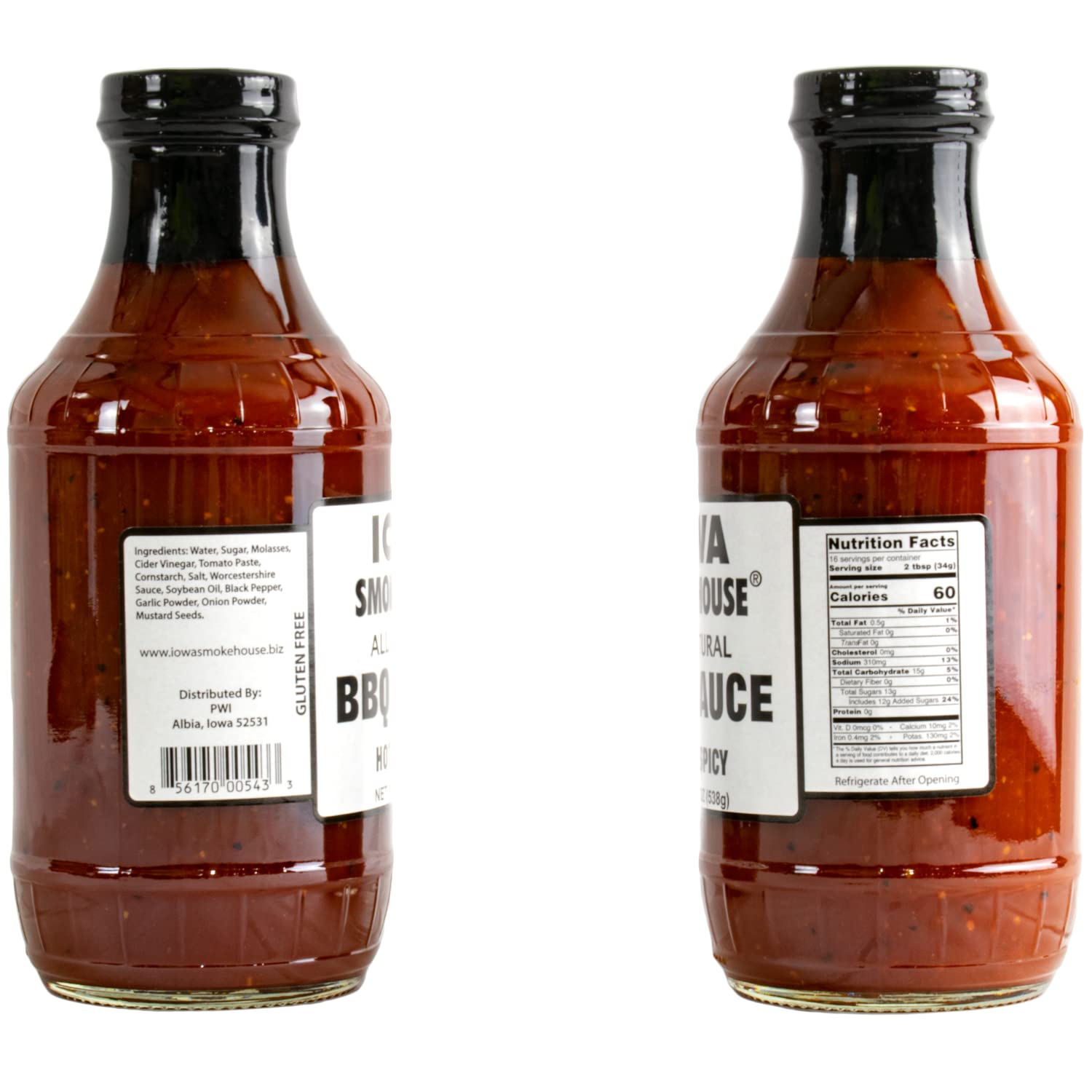 IOWA SMOKEHOUSE BBQ Sauce, 19 oz bottle (Hot 'n Spicy)