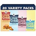 LOVE CORN Fab Four Variety Pack - Hot & Spicy, Sea Salt, BBQ, Salt & Vinegar - Crunchy Roasted Corn Snacks, Vegan, Gluten Free - Lunchbox, Office