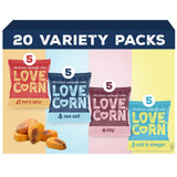 LOVE CORN Fab Four Variety Pack - Hot & Spicy, Sea Salt, BBQ, Salt & Vinegar - Crunchy Roasted Corn Snacks, Vegan, Gluten Free - Lunchbox, Office