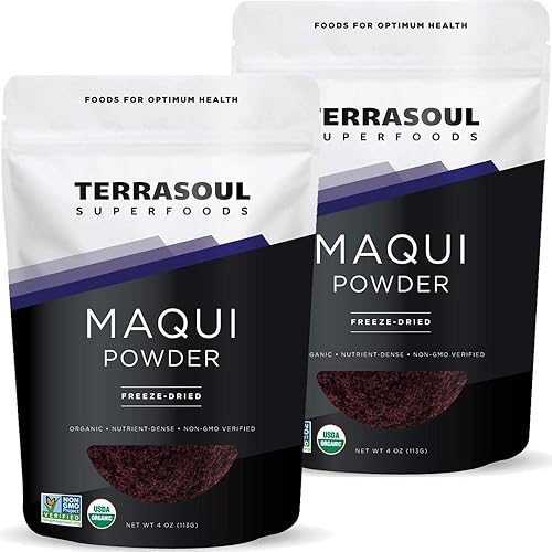 Terrasoul Superfoods Organic Maqui Berry Powder, 8 Oz (Pack of 2), Freeze-Dried, Antioxidant-Rich Superfood for Smoothies, Desserts, and Immune