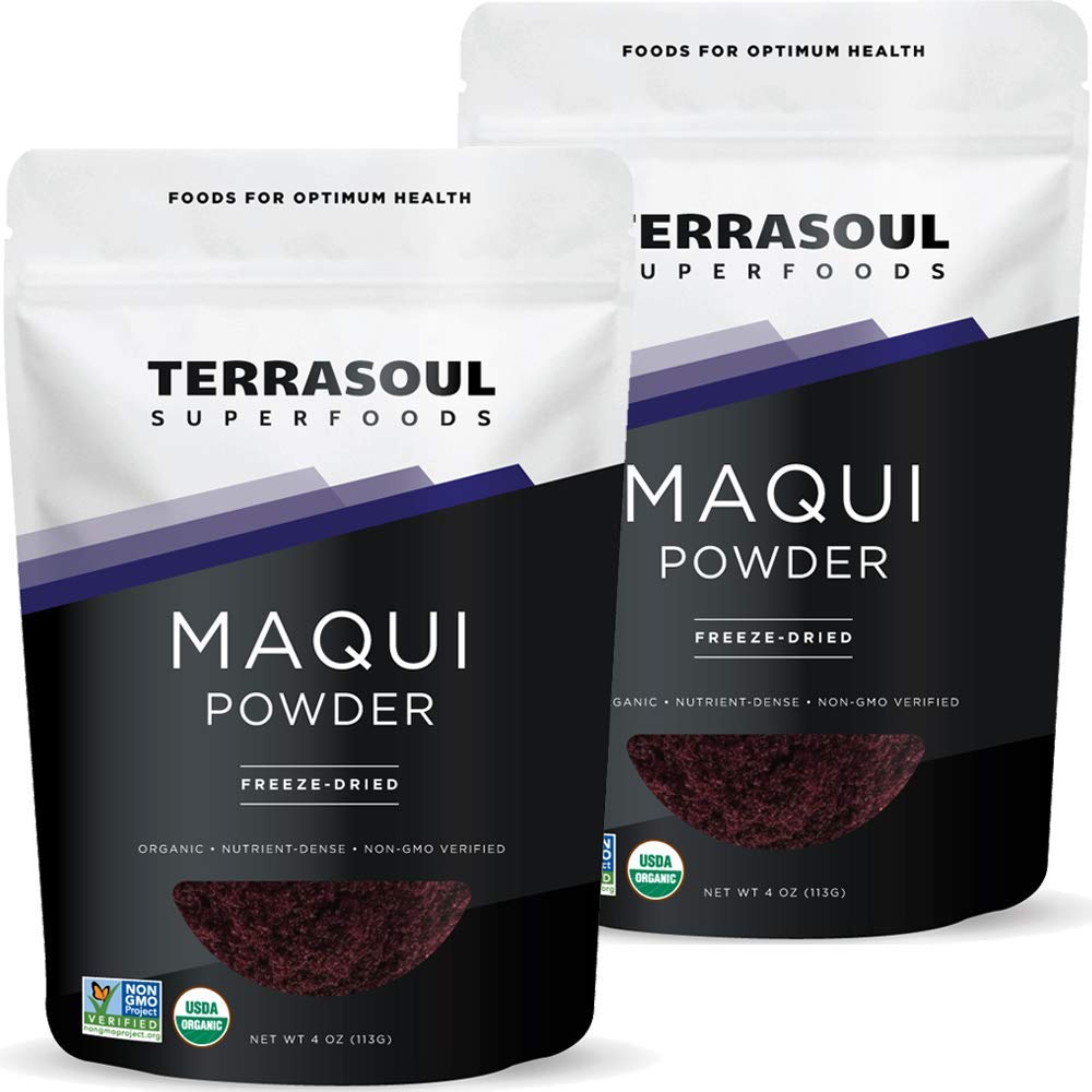 Terrasoul Superfoods Organic Maqui Berry Powder, 8 Oz (Pack of 2), Freeze-Dried, Antioxidant-Rich Superfood for Smoothies, Desserts, and Immune