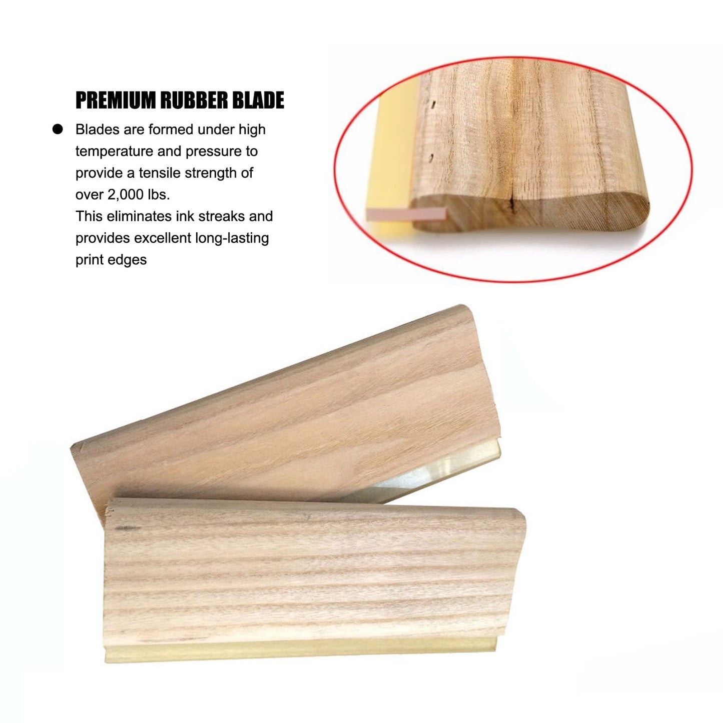 BREVELTION Silk Screen Printing Scraper Rubber Squeegee Wood Water for Ink Silk Screen Printing Manually 65 Durometer 9.4inch