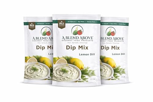A Blend Above Lemon Dill Dip Mix Gourmet Food Product, 1 oz Packet (3 Pack), Gluten-Free, No MSG, All Natural, No Preservatives, Vegetable Dip, Keto