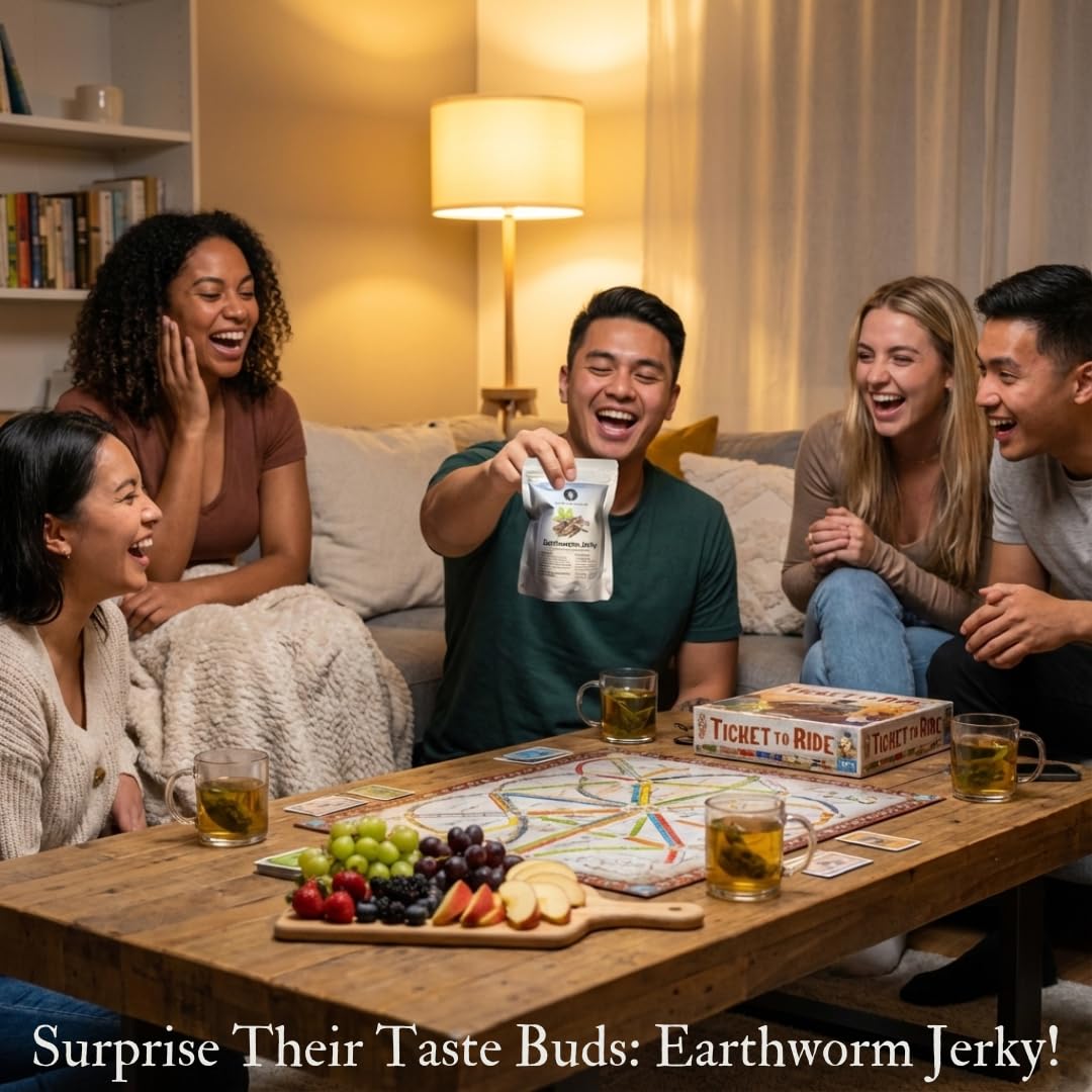 Thailand Unique Marinated Earthworm Jerky - 5 Gram Bag of Dehydrated Edible Insects for Humans, Nutritious Bugs Superfood Weird Unusual Snack Gift