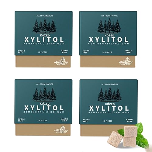 Remineralizing Gum, Mastic Mint, Sugar Free with Xylitol Hydroxyapatite, 18 Count (Pack of 4), 72 Pieces