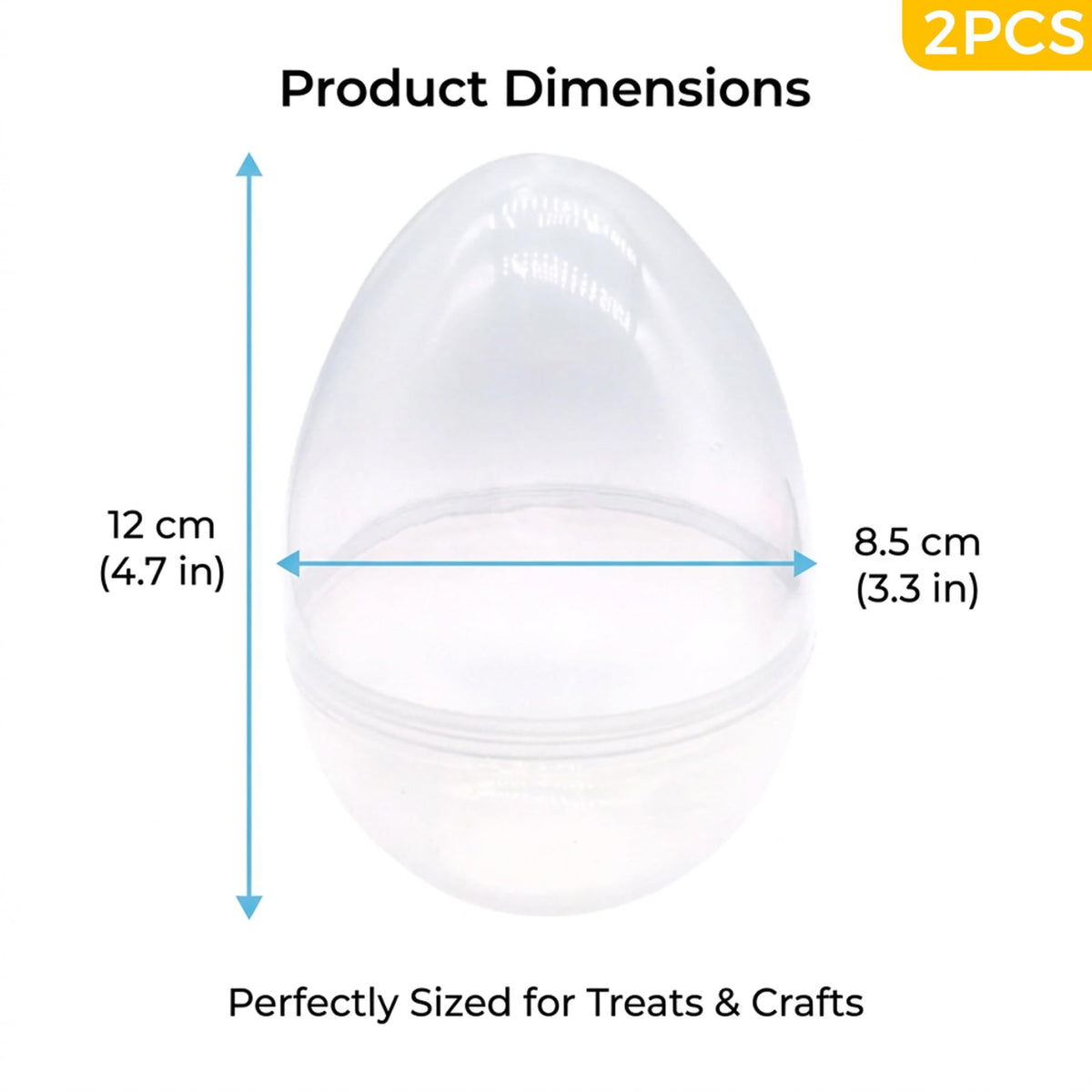 Ameble 2-Pack 12cm Clear Giant Plastic Easter Egg, Openable Containers for Candy, Toys, Party Favors, Reusable Easter Egg Basket Fillers