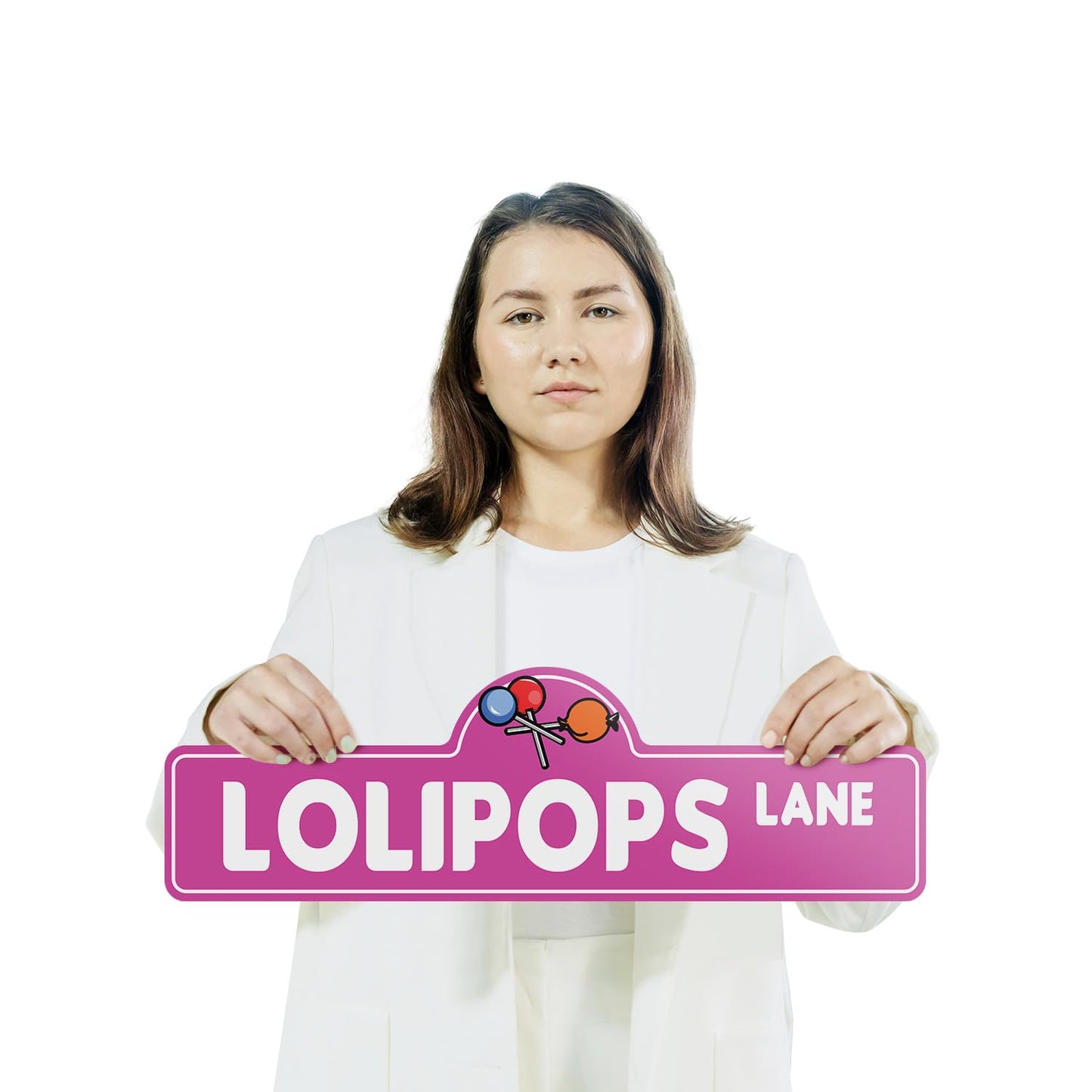 Lollipops (2 Pack) Plastic Street Sign - 7 Inch X 20 Inch Gift Candy Sweet Treat Kids Snack Dessert Sugar Stick Fun Party Colorful Gift