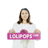 Lollipops (2 Pack) Plastic Street Sign - 7 Inch X 20 Inch Gift Candy Sweet Treat Kids Snack Dessert Sugar Stick Fun Party Colorful Gift