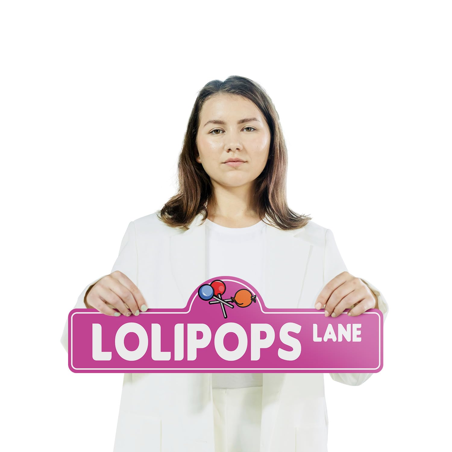 Lollipops (2 Pack) Plastic Street Sign - 7 Inch X 20 Inch Gift Candy Sweet Treat Kids Snack Dessert Sugar Stick Fun Party Colorful Gift