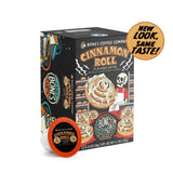 Bones Coffee Company Cinnamon Roll Flavored Coffee Pods, Low Acid Medium Roast Single-Serve Bones Cups, Compatible with 1.0 & 2.0 K-Cups Brewers