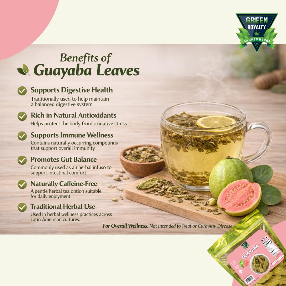Guayaba (Guava Leaves) Loose Leaf Tea - Dried Guava Leaf Herbal Infusion, Caffeine Free, Sugar Free, 4 oz Resealable Bag