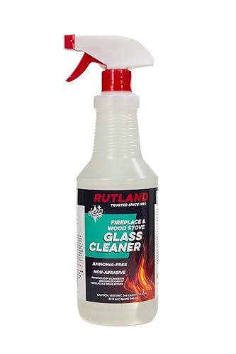Rutland Fireplace Glass and Hearth Cleaner for High Temperature Glass, Wood Stove Cast Iron, Steel, Fireplace Grates & Screens - Ammonia-Free Cleaning