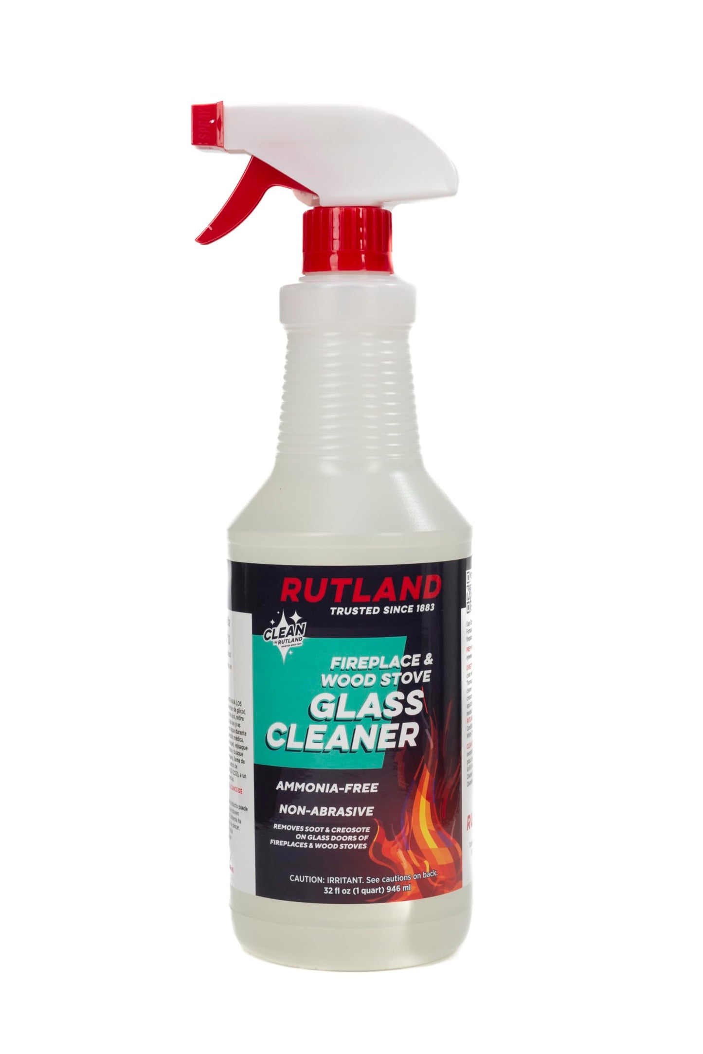 Rutland Fireplace Glass and Hearth Cleaner for High Temperature Glass, Wood Stove Cast Iron, Steel, Fireplace Grates & Screens - Ammonia-Free Cleaning