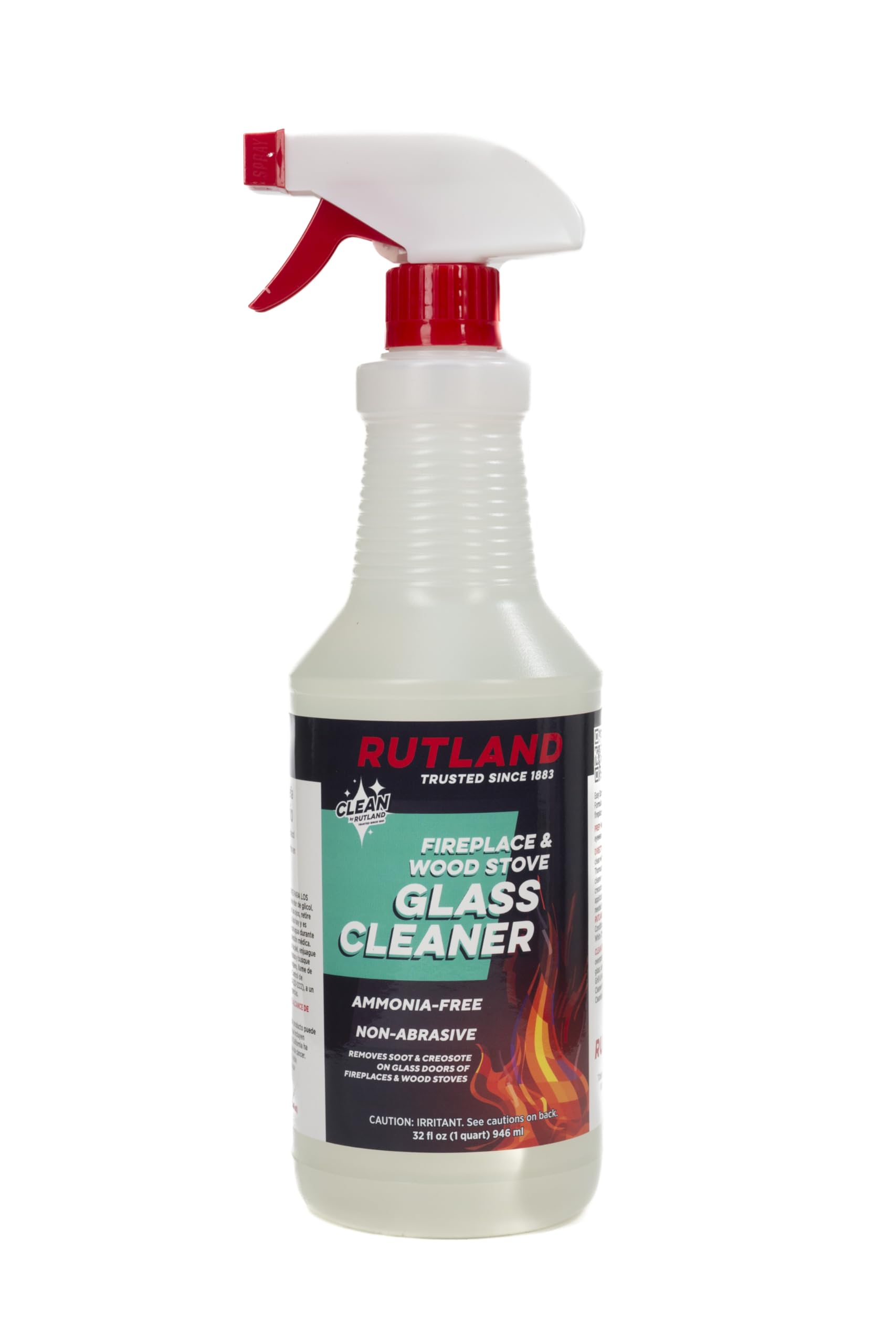 Rutland Fireplace Glass and Hearth Cleaner for High Temperature Glass, Wood Stove Cast Iron, Steel, Fireplace Grates & Screens - Ammonia-Free Cleaning
