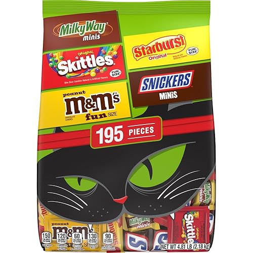 M&M's, Snickers & More Mini and Fun Size Halloween Candy, Assorted Chocolate Candy Variety Pack, 195 Ct Bulk Bag
