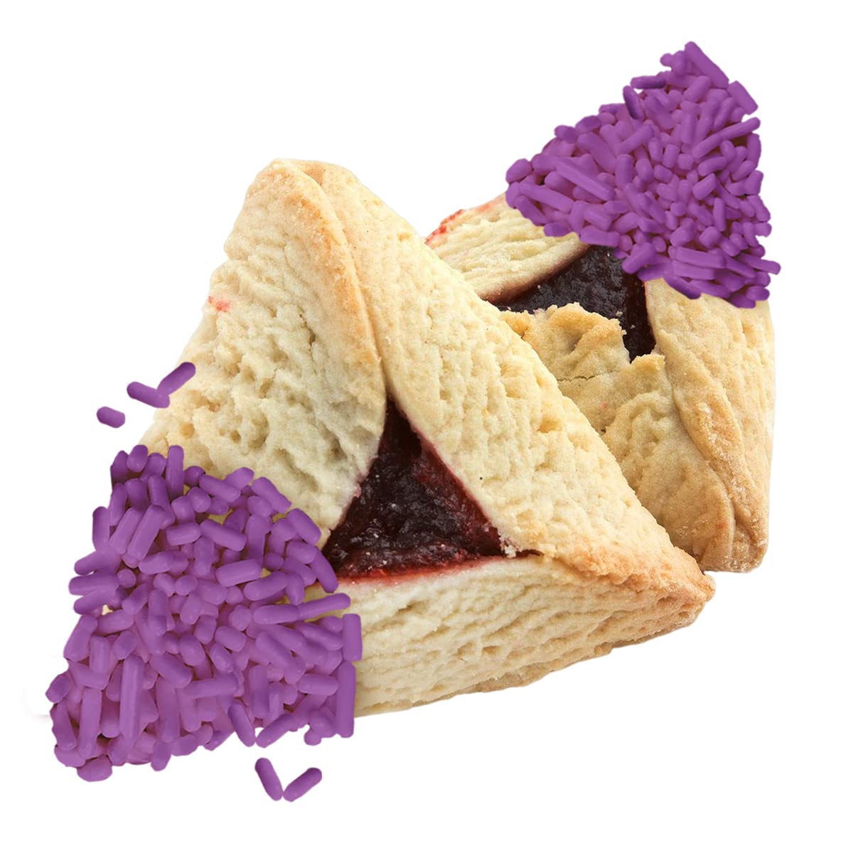 Filled Happy Purim Shaloch Manos Tin with Drink, Hamantashen, Chocolate, Mints, Jelly Beans